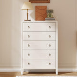 Garvee 5 Drawer Dresser White Modern Chest of Drawers for Bedroom Living Room Hallway 47" Tall