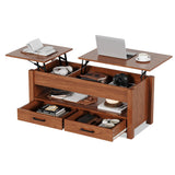Garvee 47.2" Lift Top Coffee Table with Storage, Split Lift Design, Adjustable Height, Espresso - Espresso - 47.2"