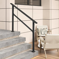 Garvee Heavy-Duty Outdoor Stair Handrail Kit - Aluminum & Wrought Iron Stair Railing, Weather-Resistant Non-Slip Grab Rail, Easy DIY Install for Concrete or Wood Porch/Deck/Garden Steps - 4 Steps | 2-Pack | Glossy black