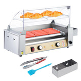 Garvee 12 Hot Dog Roller With Bun Warmer, 750W Dual Temp Control Hot Dog Machine With 5 Roller, Stainless Steel Hot Dog Grill With PC Hood Shelf & Removable Oil Drip Tray, for Home and Commercial - 
