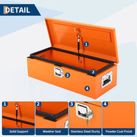 Garvee 39 Inch Steel Truck Bed Tool Box - Diamond Plate Design with Side Handles and Locking Keys, Compact Storage for Pickup Trucks, RVs, and Trailers, Orange