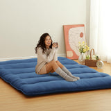 Garvee Japanese Floor Mattress Foldable Queen Size Futon Mattress Roll Up Travel Guest Mat for Camping Home Indoor Navy Blue - Navy Blue
