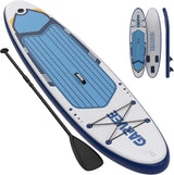 Garvee Inflatable Paddle Board for Adults 10'6" x 33" x 6" with Premium Accessories Non-Slip EVA Deck Ultra-Light Carry Bag Pump SUP Board Blue - Blue-White