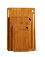Garvee Multi-Size Bamboo Cutting Board Set with Deep Juice Grooves - 3-Piece Wooden Chopping Boards with Built-in Handles for Kitchen Prep, Charcuterie, Vegetables, Fruit - Durable Carbonized Bamboo, Various Sizes