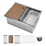 Garvee Undermount Kitchen Sink Stainless Steel Single Bowl 23x18x10 Inch, Heavy-Duty Kitchen Countertop, Brushed Finish