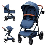 Garvee Stroller Lightweight Foldable Adjustable Handle Durable Fabric Compact Design Urban Travel - Blue