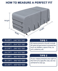Garvee Heavy Duty 4-Layer RV & Travel Trailer Cover – Waterproof, Windproof, UV Resistant, Breathable – Extra Straps & Tire Covers – Fits 20-22FT, Grey – 160g Four-Layer Top & 110g Three-Layer Sides Non-Woven Fabric