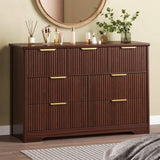 Garvee Fluted Dresser 7 Drawers Wooden Storage Organizer for Bedroom Living Room Hallway Brown 47.24"W x 15.75"D x 31.5"H - Brown