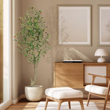 Garvee Faux Olive Tree 5ft with White Planter, Artificial Silk Plants for Home Office Décor, Green Leaves and Big Fruits