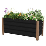 Garvee Large Aluminum Planter Box 39"x16"x18" Extra Long Raised Garden Bed with Rounded Corners & Anti-Cut Safety Edging for Outdoor Patio & Balcony, Gray - Gray