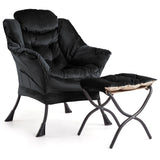 Garvee Lazy Chair With Ottoman Modern Lounge Accent Chair Leisure Sofa Armchair With Footrest Reading Armchair Side Pocket Black - Black
