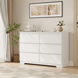 Garvee 47'' White Dresser 6-Drawer Modern Wooden Chest for Bedroom Nursery Living Room - White