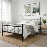 Garvee Full Size Metal Bed Frame with Vintage Circular Headboard and Footboard, Heavy-Duty Iron Platform Bed, Black, Easy Assembly, Noise-Free Design - Full