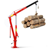 Garvee Hydraulic Pickup Truck Crane, Folding Truck-Mounted Bed Crane, 360° Swivel, Heavy-Duty Lift, Adjustable Boom, Construction Use, Galvanized Steel - Red