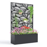Garvee Metal Planter Box with Trellis 71x47x16 Raised Garden Bed for Climbing Plants Vegetables Vines Patio 15.7" Deep - Birch Leaf