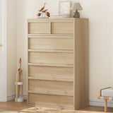 Garvee 7 Drawer Dresser Natural Oak for Bedroom Living Room Nursery Entryway 46 in Tall