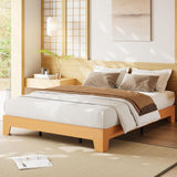 Garvee Wood Platform Bed Frame Full Size Wood Slat Support No Box Spring Needed Easy Assembly Noise-Free Design Underbed Storage Space - Pine
