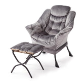 Garvee Lazy Chair with Ottoman Foldable Footrest Large Lounge Accent Chair Soft Fabric Ergonomic Design Living Room Bedroom Office - Blau-22
