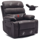 Garvee PU Leather Recliner Chair with Heating & Massage, 8-Point Vibration, Side Pockets, Small Spaces, Q235 Steel Frame, Black - 35Yj-Coffee