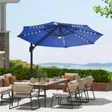 Garvee 10ft Solar Lights Patio Umbrella Offset Cantilever LED Lighted Outdoor Market Umbrella with Easy Tilt and Crank, Aluminum Alloy, 600D Oxford Fabric, Black
