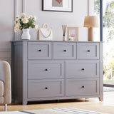 Garvee Grey 7 Drawer Dresser for Bedroom, Simply Modern Wood Storage Double Dresser, Deep Drawers, Living Room, Hallway Entryway - Grey