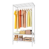 Garvee Portable Clothes Rack 69"H Metal Garment Rack with 3 Tiers Adjustable Shelves for Bedroom Dorm Laundry Room 35.4"W x 17.7"D White