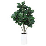 Garvee 5FT Artificial Fiddle Leaf Fig Plant Indoor with White Planter, Tall Faux Fig Tree for Home Office Living Room Decor, Natural Wood Trunk, Green - White Planter