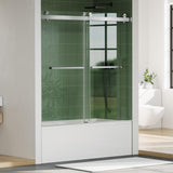 Garvee Frameless Sliding Shower Door 56-60" W x 59" H, Brushed Nickel, 1/4" Clear Tempered Glass for Bathroom