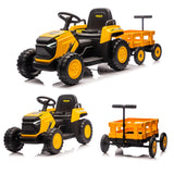 Garvee Toddlers Ride On Tractor With Detachable Garden Cart 12V Electric Kids Vehicle Ages 3-8 8-Wheel Remote Control - Yellow