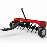 Garvee 48" Tow Behind Lawn Plug Aerator With Universal Hitch For Lawn Care, 48 Inch, Red - 48 Inch-Red