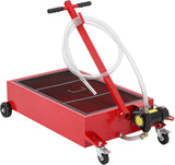 Garvee 20-Gallon Electric Oil Drain Pan with 110V Pump, 8.2ft Hose, 4-Wheel Cart for Trucks, Buses, SUVs - Heavy-Duty Low-Profile Steel Tank, Fold Handle, Red - Red