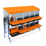 Garvee 2-Tier Chicken Nesting Box 10 Compartment Metal Waterproof Roof Removable Trays Poultry Easy Egg Collection - Orange