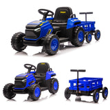 Garvee Toddlers Ride On Tractor With Detachable Garden Cart 12V Electric Kids Vehicle Ages 3-8 8-Wheel Remote Control - Blue
