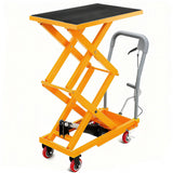 Garvee Hydraulic Lift Table Cart 770Lbs Load Capacity Double Scissor Lift Manual Hydraulic Scissor Cart Yellow 59 Inch - Yellow