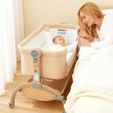Garvee 3-in-1 Baby Crib Adjustable Bedside Sleeper with Wheels Mosquito Net Portable Bassinet Beige for Home Use - Khaki