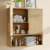 Garvee Bathroom Wall Cabinet With Wave-Patterned Adjustable Shelf For Bathroom Kitchen Laundry Room 25x23x8 Inch White