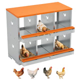 Garvee 6 Compartment Chicken Nesting Box, Galvanized Steel, Easy to Clean, Ventilated, Secure Egg Collection