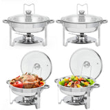 Garvee Round Chafing Dish Buffet Set 5QT Stainless Steel with Glass Lid for Parties Weddings Family Gathering