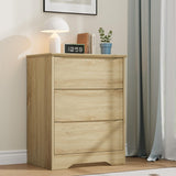 Garvee Wooden Dresser with 3 Drawers, Tall Modern Closet, Deep Storage, Large Chest for Bedroom, Living Room, Natural