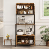 Garvee Bakers Rack with Storage Cabinet Industrial 6-Tier Kitchen Shelf Microwave Stand Coffee Bar 68" Black
