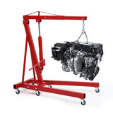 Garvee 2 Ton Folding Engine Hoist With Telescopic Boom, 6 Swivel Casters, Hydraulic Shop Crane For Garage Workshop, Red
