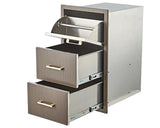 Garvee Outdoor Kitchen Drawers 17" W x 30" H x 21" D, Flush Mount Triple BBQ Drawers with Stainless Steel Handle, Paper Towel Holder Combo, Grey - Grey