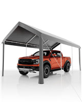 Garvee 10x20 Heavy Duty Carport Galvanized Steel Outdoor Canopy for SUV Truck Boat Grey - Grey 10X20Ft Without Sidewalls