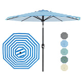 Garvee 10 Ft Outdoor Patio Umbrella With 8 Sturdy Ribs, Crank Lift, Push Button Tilt, UV Protection, Waterproof, Blue Stripes For Pool Deck Yard Garden - Blue & White Stripes