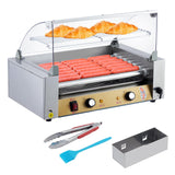 Garvee 18 Hot Dog Roller With Bun Warmer, 7 Roller Stainless Steel Hot Dog Grill, Dual Temp Control, Home & Commercial Use, Silver - Seven Sticks (Arc Cover + Accessories)