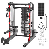 Garvee Power Cage 2000LB Power Rack with Independent Dual Pulley System Multi-Function Home Gym Workout Machine Cable Crossover Black - Factory Model: Pk082N Red Column