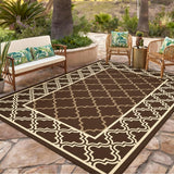 Garvee Waterproof Plastic Straw Rug 8x10 Reversible Outdoor Rug Brown for Patio Porch Garden, Weather Resistant, Portable Camping Mat - Brown