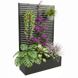 Garvee Metal Planter Box with Trellis, 70.1"x45"x15", Raised Garden Beds for Climbing Plants, Black, Patio Balcony Privacy Screen - Black