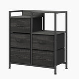Garvee 5 Drawer Mobile File Cabinet with Open Storage Shelf, Rolling Printer Stand for Home Office, Fits A4 or Letter Size Files, Black - Black