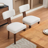 Garvee Modern Dining Chairs Set of 2, Leather Upholstered, Hardwood Frame, Ergonomic Curved Backrest, White, 18.9-inch Seat Height